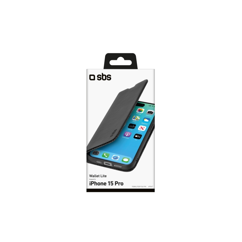 Produktbild för SBS TEBKLITEIP1561PK, Plånbok, Apple, iPhone 15 Pro, 17 cm (...