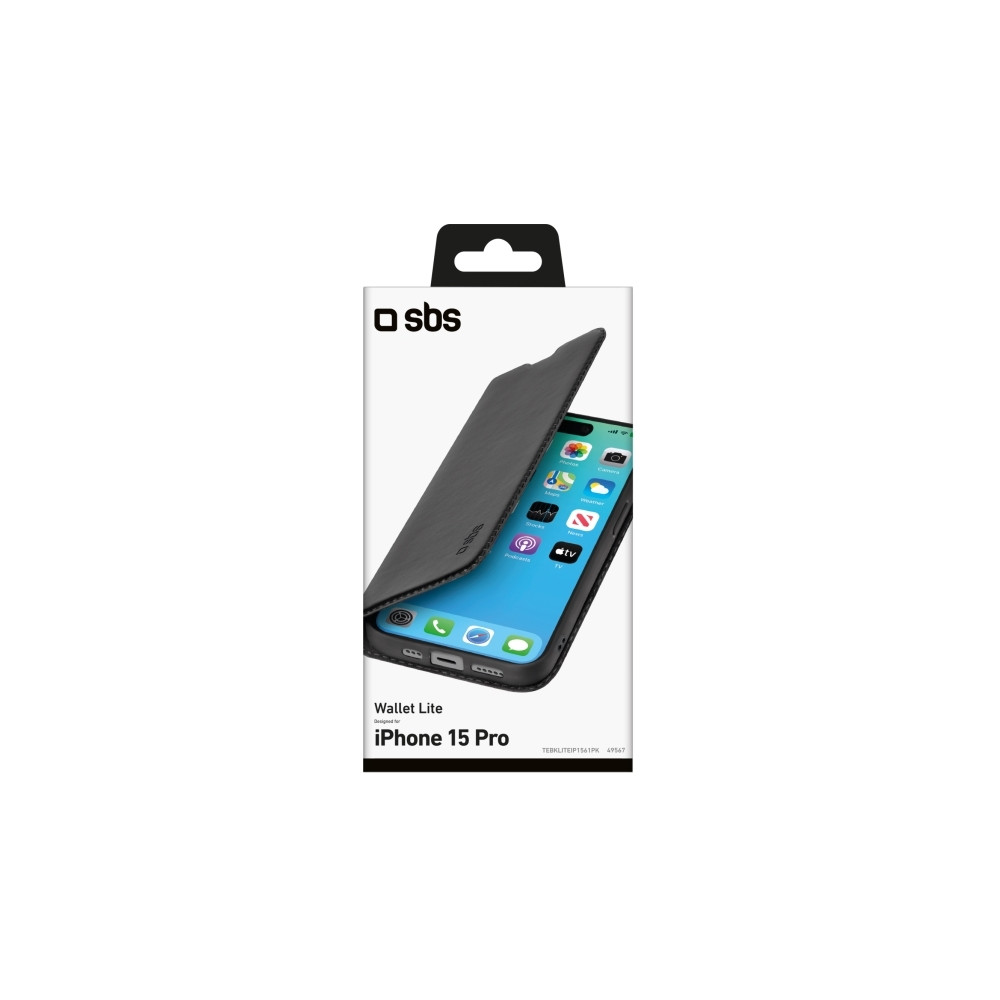 Produktbild för SBS TEBKLITEIP1561PK, Plånbok, Apple, iPhone 15 Pro, 17 cm (...