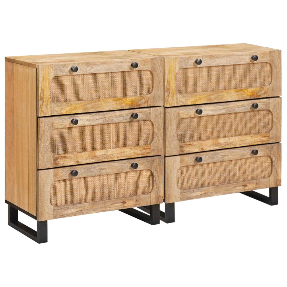 Produktbild för Sideboard 2 pcs Brun 60 x 33 x 75 cm Massivt mangoträ