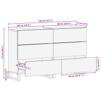 Produktbild för Sideboard 2 pcs Brun 60 x 33 x 75 cm Massivt mangoträ