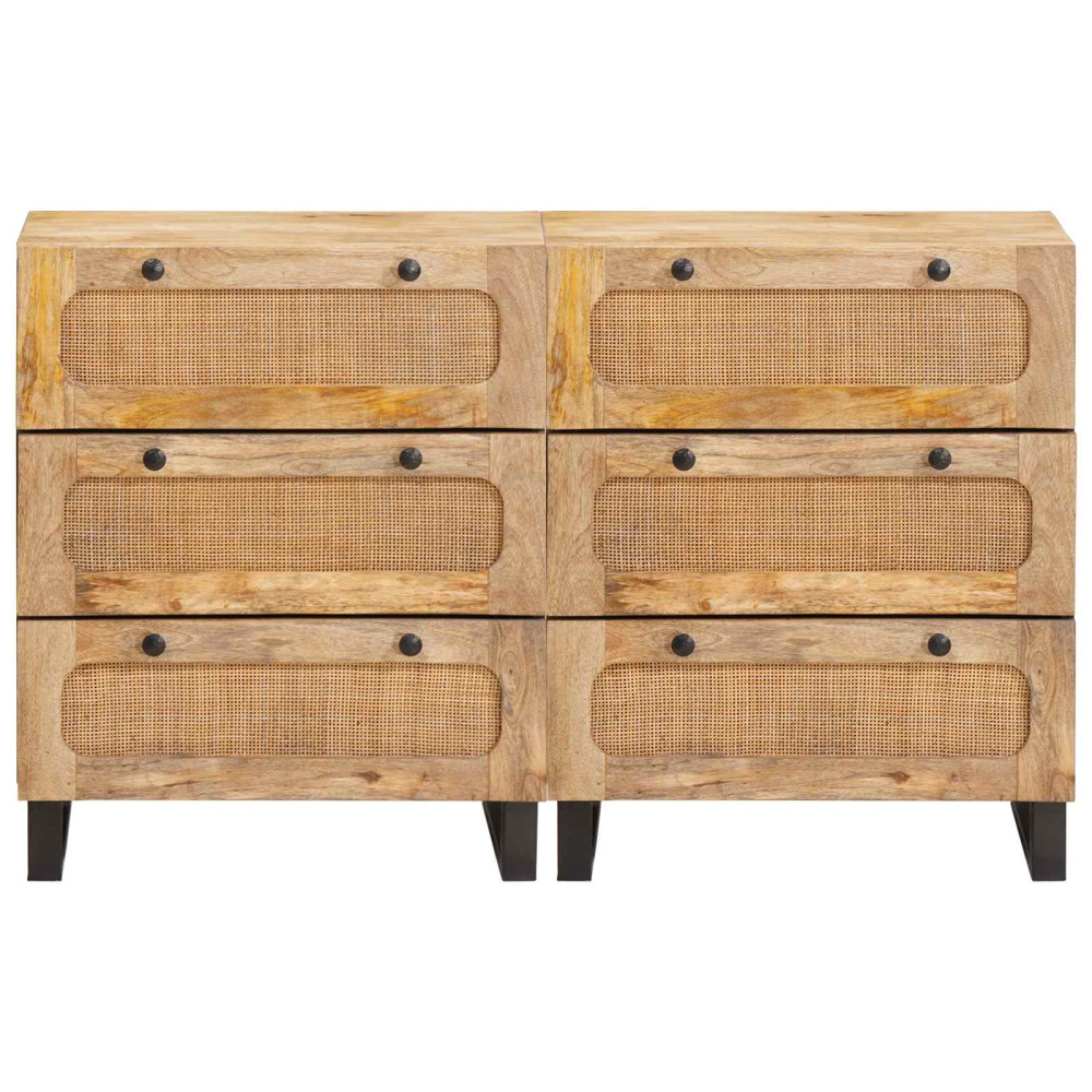 Produktbild för Sideboard 2 pcs Brun 60 x 33 x 75 cm Massivt mangoträ