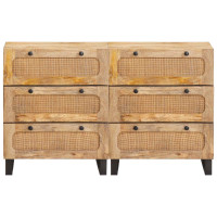 Produktbild för Sideboard 2 pcs Brun 60 x 33 x 75 cm Massivt mangoträ