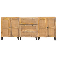Produktbild för Sideboard 3 pcs Brun 180 x 33 x 75 cm Massivt mangoträ