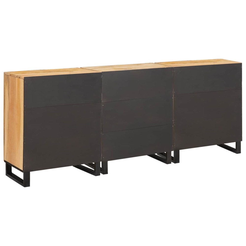 Produktbild för Sideboard 3 pcs Brun 180 x 33 x 75 cm Massivt mangoträ