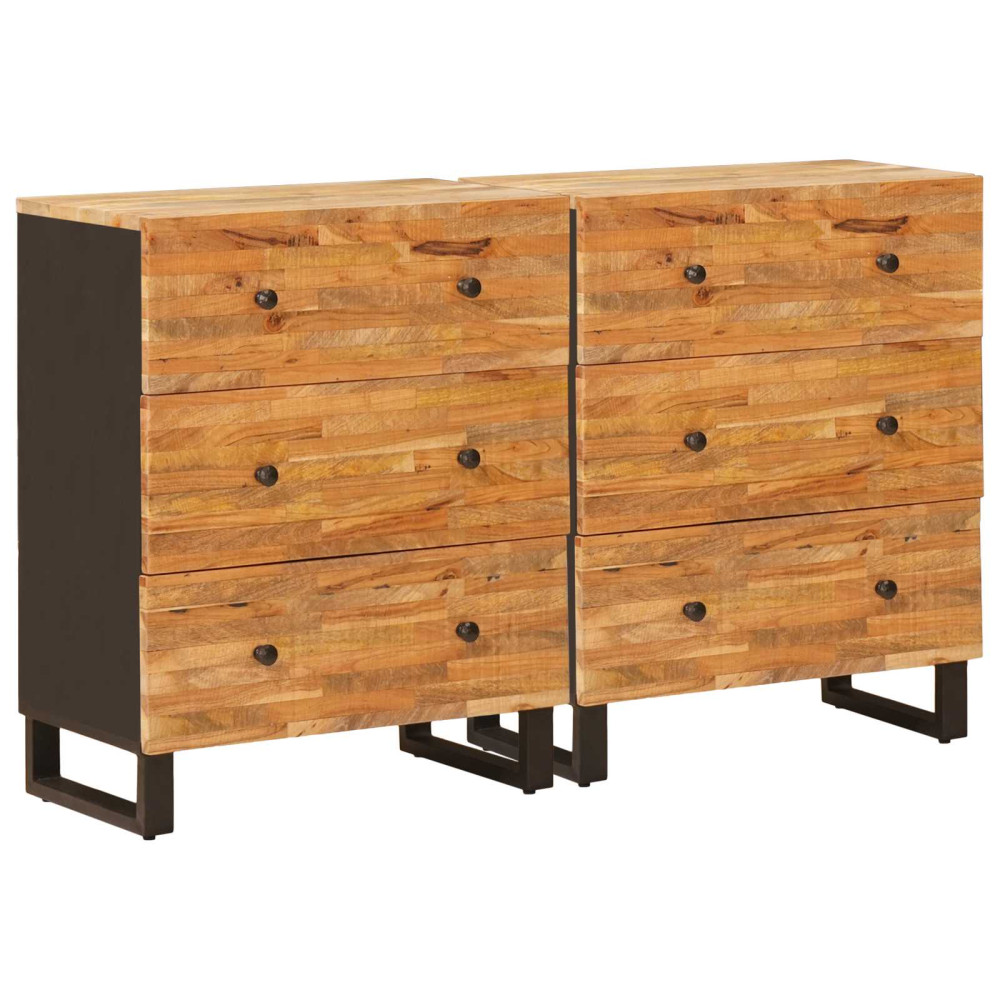 Produktbild för Sideboard 2 pcs Brun 60 x 33 x 75 cm Massivt mangoträ