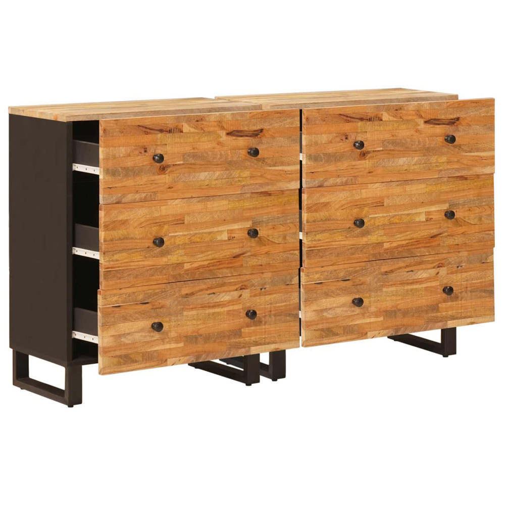 Produktbild för Sideboard 2 pcs Brun 60 x 33 x 75 cm Massivt mangoträ