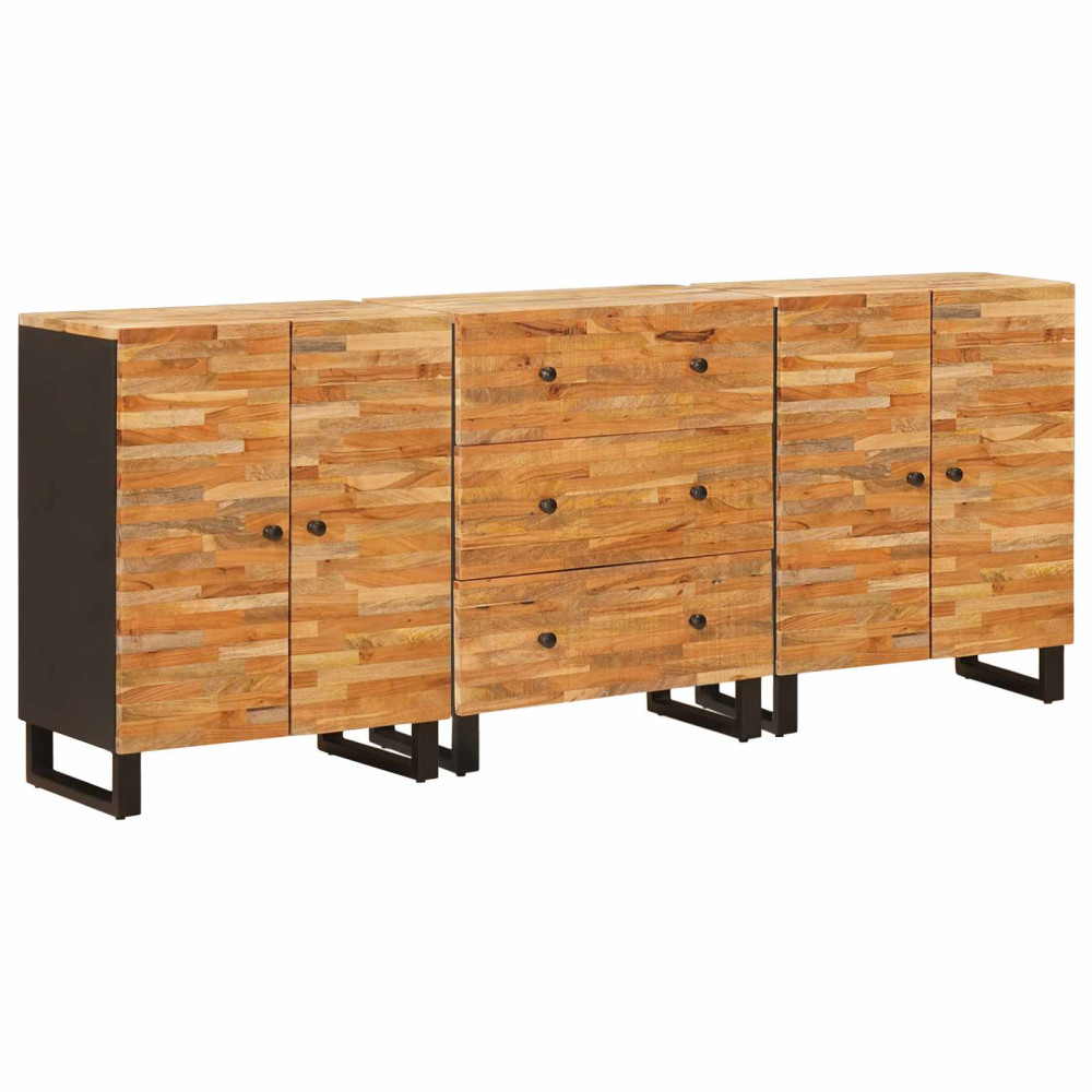 Produktbild för Sideboard 3 pcs Brun 60 x 33 x 75 cm Massivt mangoträ