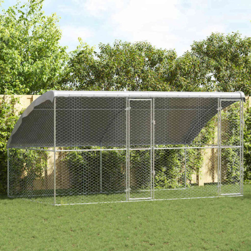 vidaXL Hundbur med lagring 2 pcs Silver 4 x 2 x 2 m Galvaniserat stål