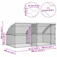 Produktbild för Hundbur med lagring 2 pcs Silver 4 x 2 x 2 m Galvaniserat stål