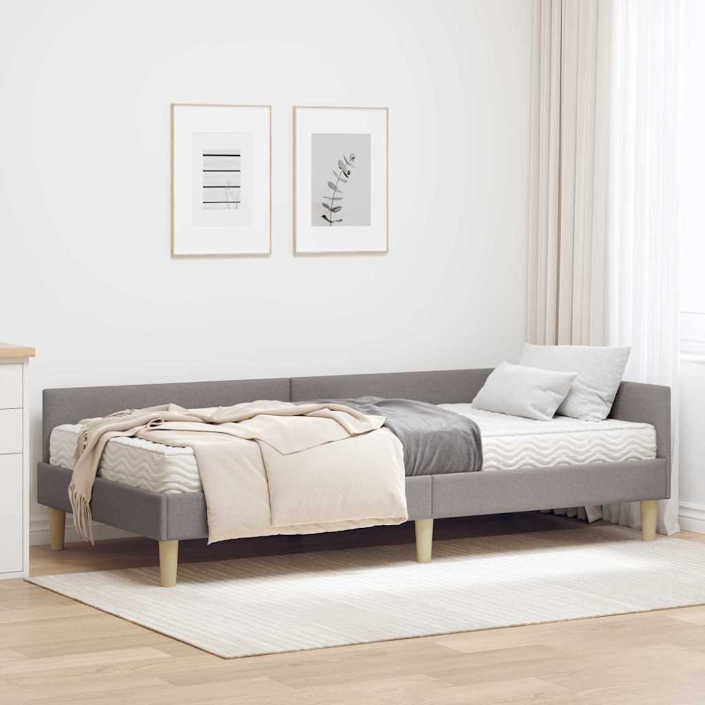 Produktbild för Hörn Sängram med Madrass med madrass 2 pcs Taupe tyg