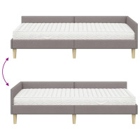 Produktbild för Hörn Sängram med Madrass med madrass 2 pcs Taupe tyg