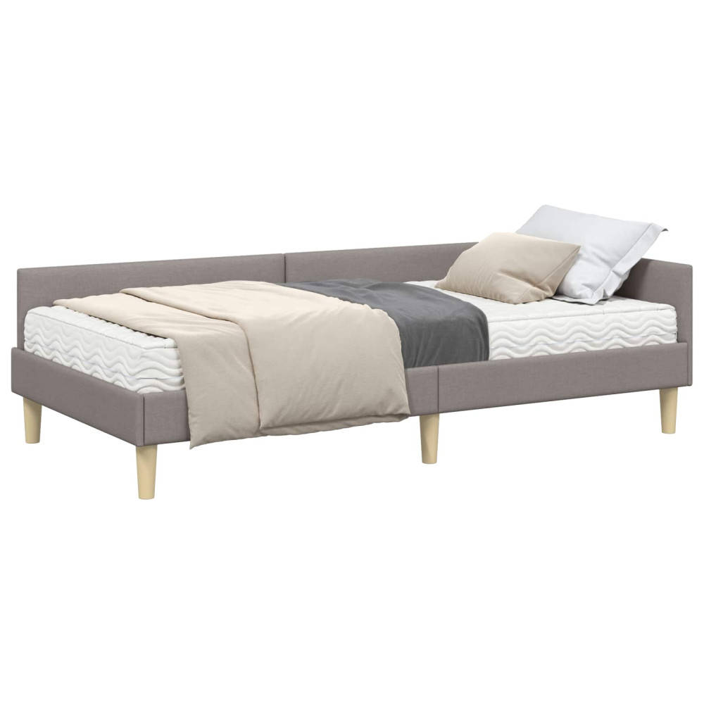Produktbild för Hörn Sängram med Madrass med madrass 2 pcs Taupe tyg