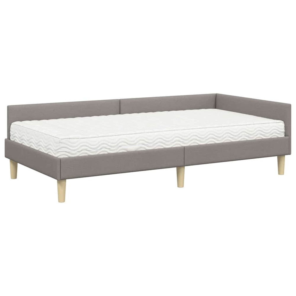 Produktbild för Hörn Sängram med Madrass med madrass 2 pcs Taupe tyg