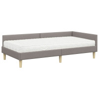 Produktbild för Hörn Sängram med Madrass med madrass 2 pcs Taupe tyg