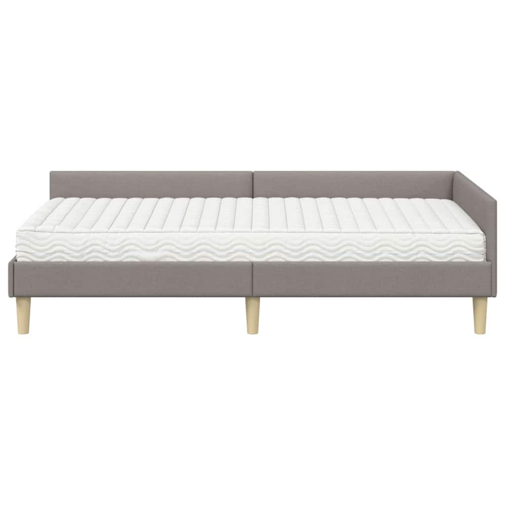 Produktbild för Hörn Sängram med Madrass med madrass 2 pcs Taupe tyg
