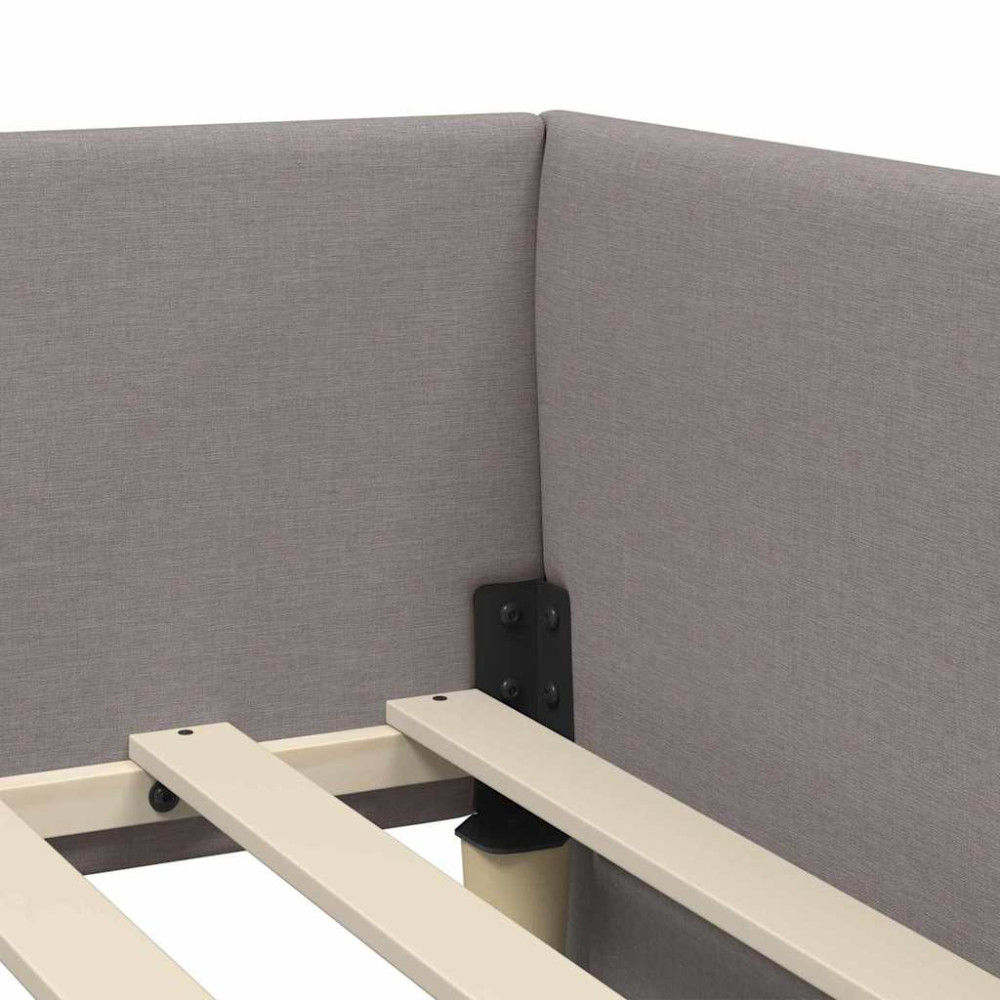 Produktbild för Hörn Sängram med Madrass med madrass 2 pcs Taupe tyg