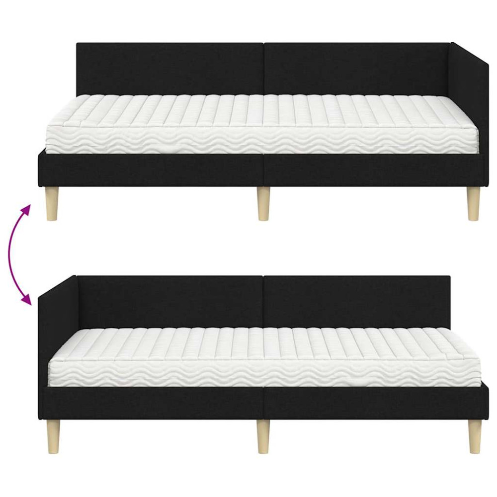 Produktbild för Hörn Sängram med Madrass Övrigt med huvudgavel 2 pcs Grön tyg