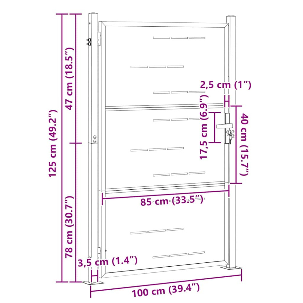 Produktbild för Trädgårdsgrind med lås Silver 85 x 120 cm Rostfritt stål