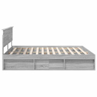 Produktbild för Sängram med huvudgavel Grå Sonoma 200 x 200 cm Konstruerat trä