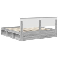 Produktbild för Sängram med huvudgavel Grå Sonoma 200 x 200 cm Konstruerat trä