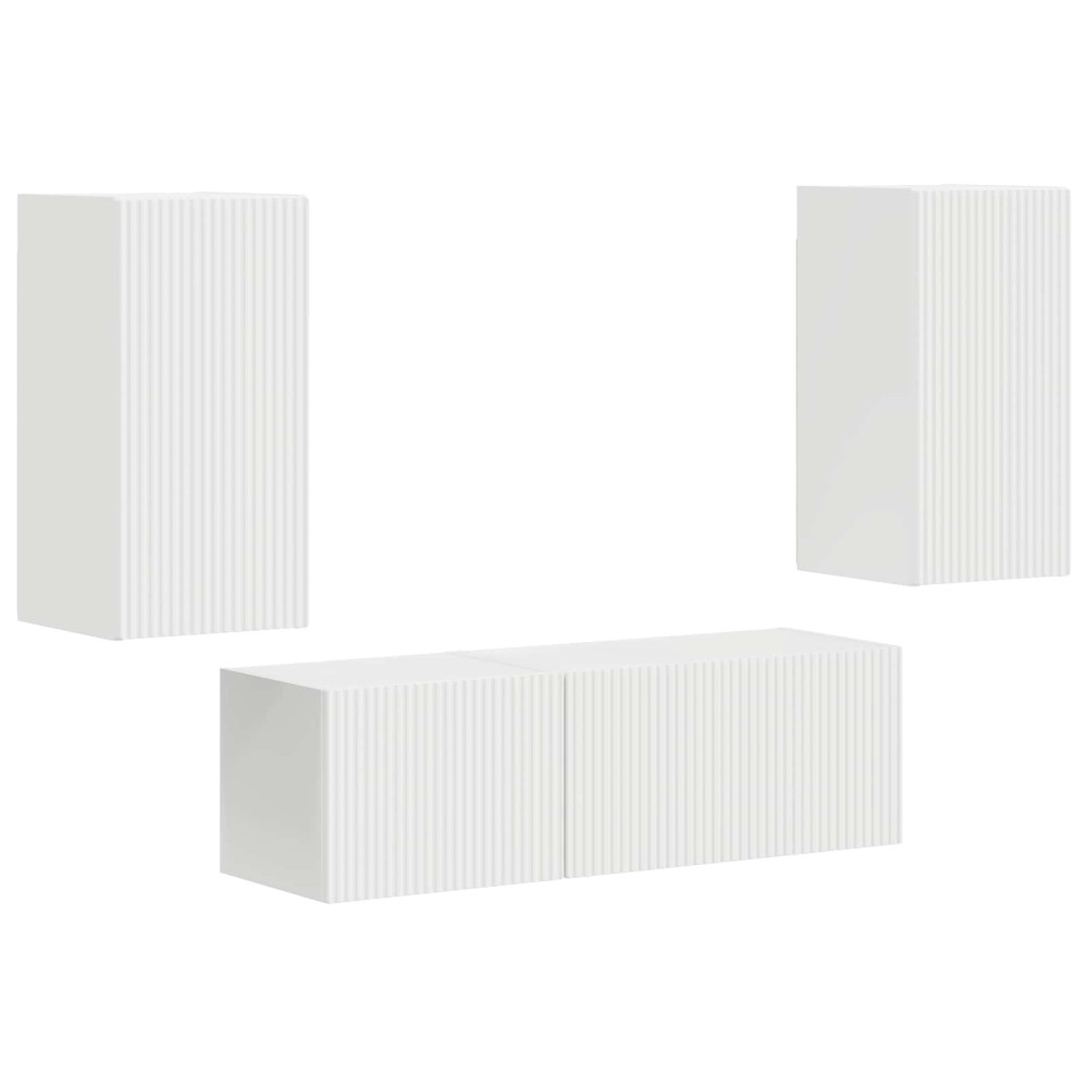 Produktbild för TV väggskåp set Väggmonterad 4 pcs Vit Konstruerat trä
