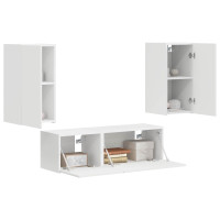 Produktbild för TV väggskåp set Väggmonterad 4 pcs Vit Konstruerat trä