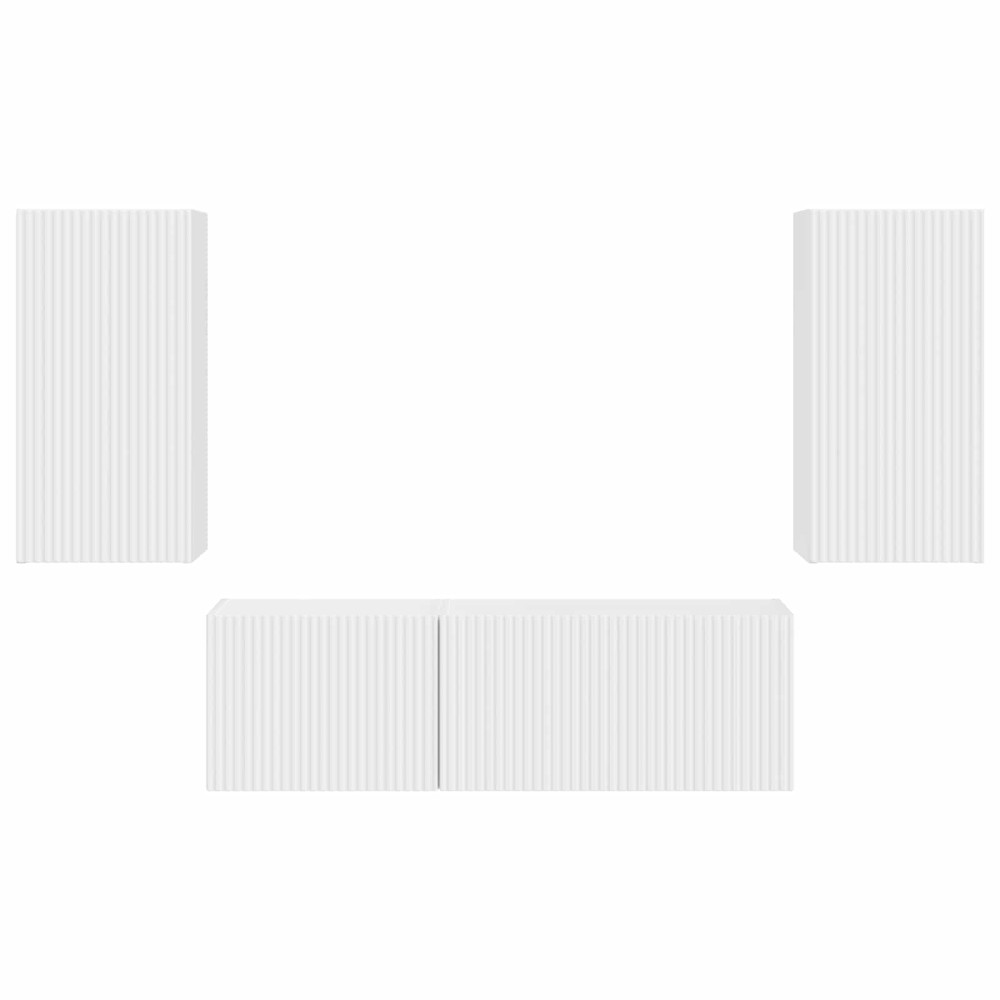 Produktbild för TV väggskåp set Väggmonterad 4 pcs Vit Konstruerat trä