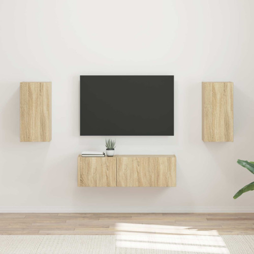 vidaXL TV väggskåp set Väggmonterad 4 pcs Sonoma-ek Konstruerat trä