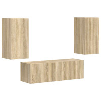 Produktbild för TV väggskåp set Väggmonterad 4 pcs Sonoma-ek Konstruerat trä