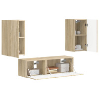 Produktbild för TV väggskåp set Väggmonterad 4 pcs Sonoma-ek Konstruerat trä