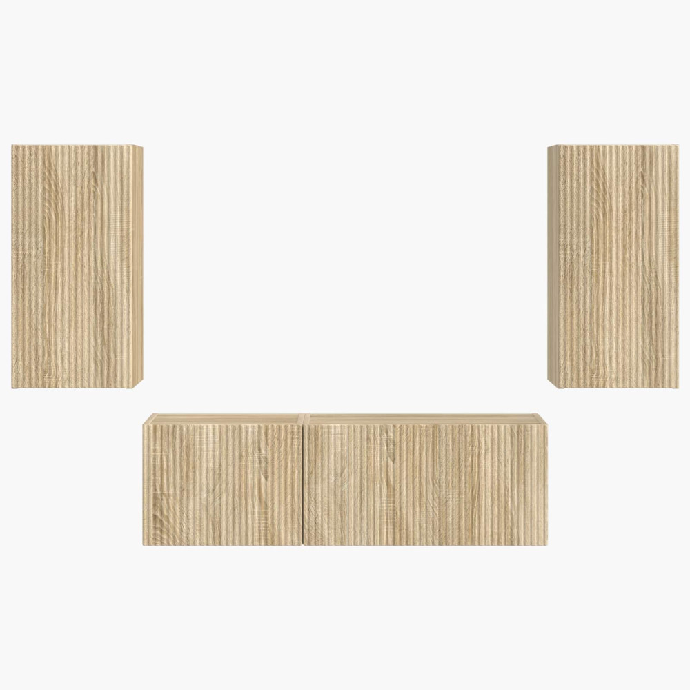 Produktbild för TV väggskåp set Väggmonterad 4 pcs Sonoma-ek Konstruerat trä