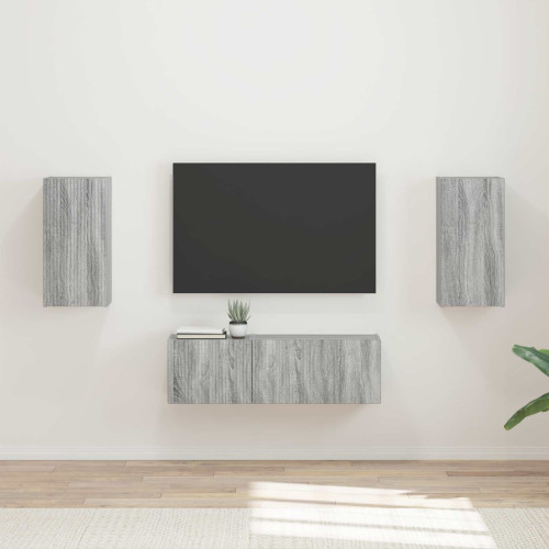 vidaXL TV väggskåp set Väggmonterad 4 pcs Grå Sonoma Konstruerat trä