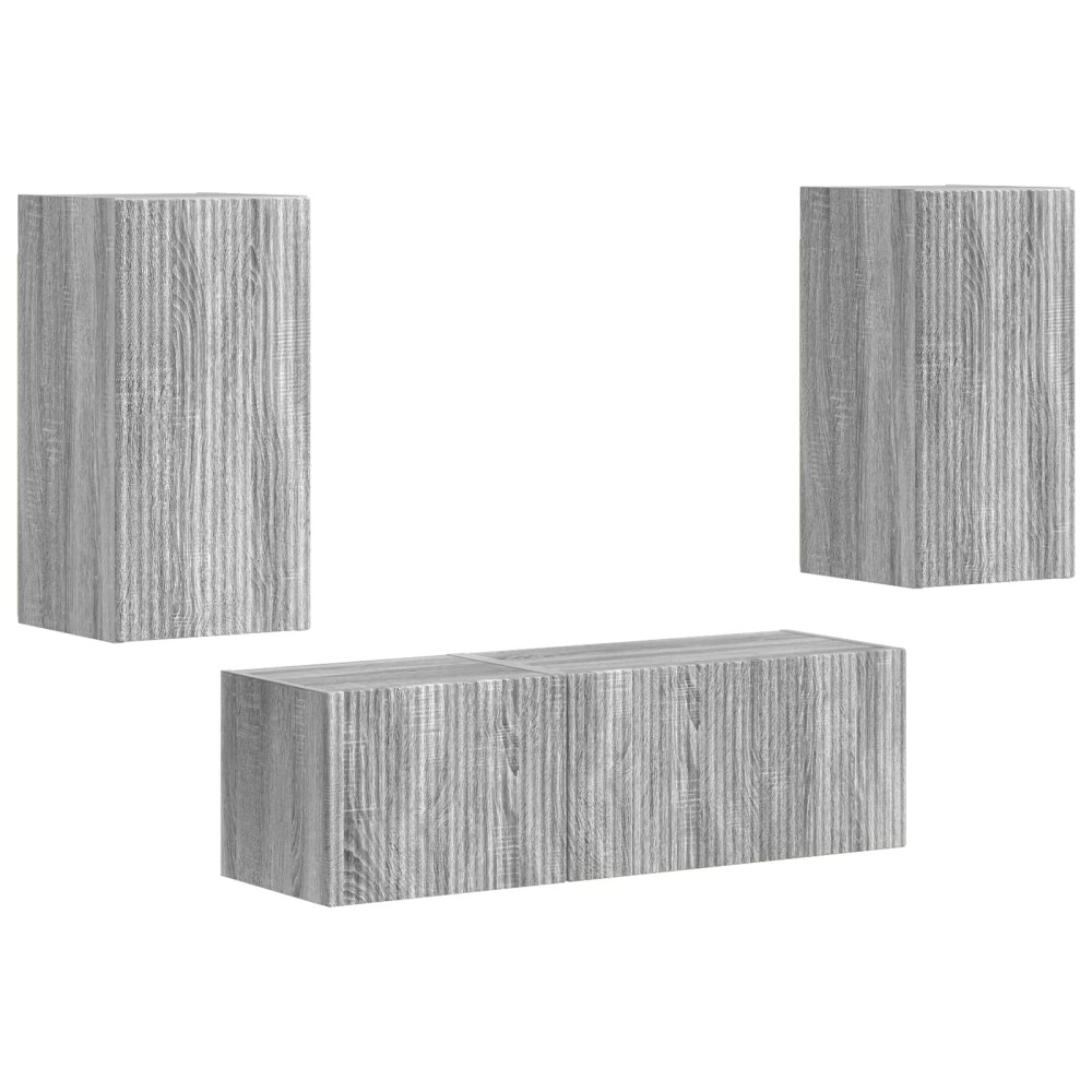 Produktbild för TV väggskåp set Väggmonterad 4 pcs Grå Sonoma Konstruerat trä