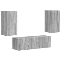 Produktbild för TV väggskåp set Väggmonterad 4 pcs Grå Sonoma Konstruerat trä