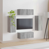Produktbild för TV väggskåp set Väggmonterad 4 pcs Grå Sonoma Konstruerat trä
