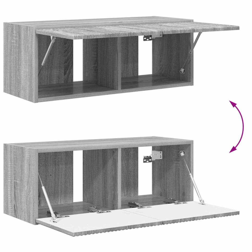Produktbild för TV väggskåp set Väggmonterad 4 pcs Grå Sonoma Konstruerat trä