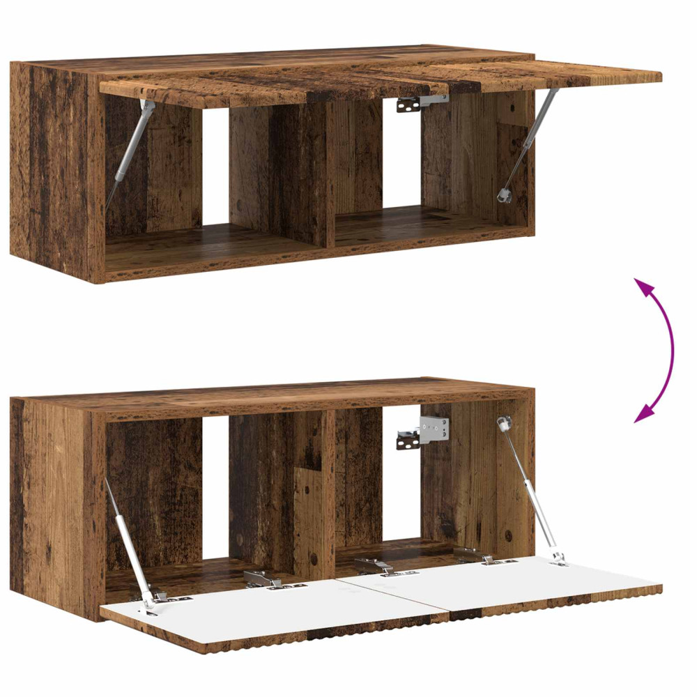 Produktbild för TV väggskåp set Väggmonterad 4 pcs Gammalt trä Konstruerat trä
