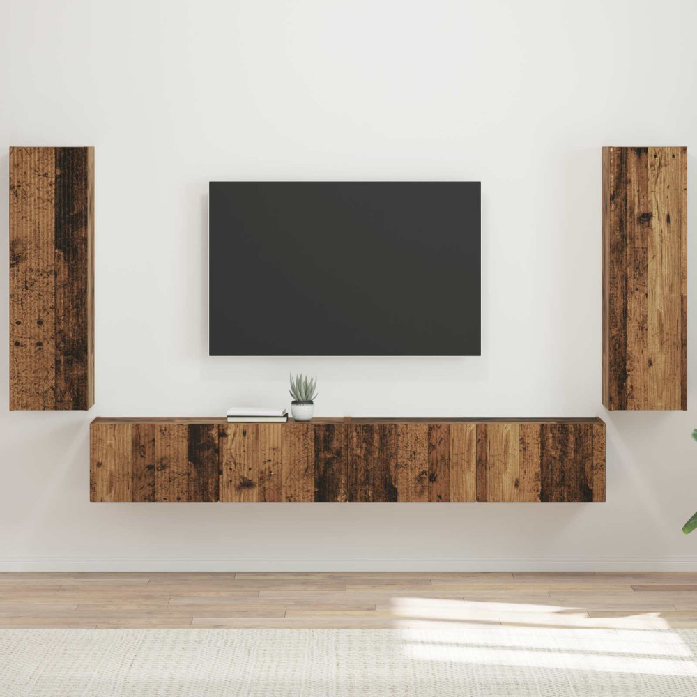 Produktbild för TV väggskåp set 4 pcs 29,5 x 31 x 100 cm Gammalt trä