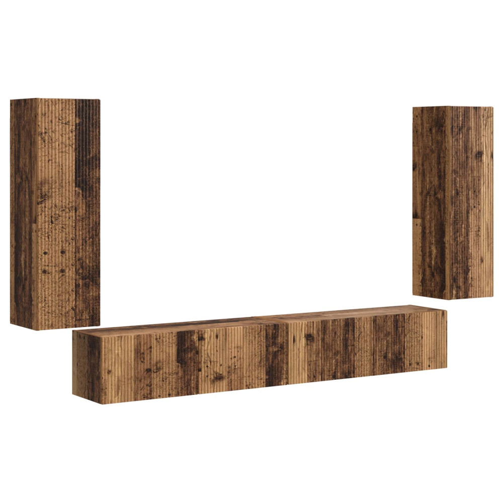 Produktbild för TV väggskåp set 4 pcs 29,5 x 31 x 100 cm Gammalt trä