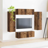 Produktbild för TV väggskåp set 4 pcs 29,5 x 31 x 100 cm Gammalt trä
