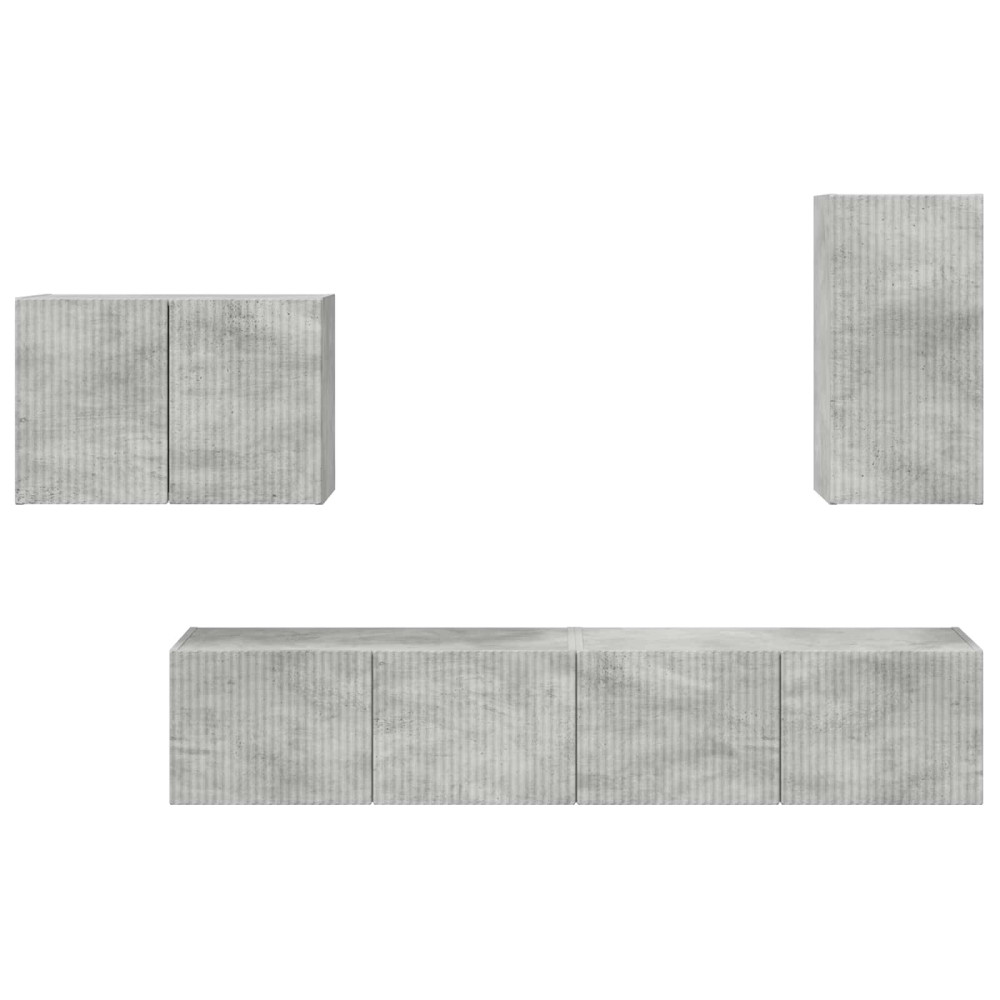 Produktbild för TV väggskåp set Väggmonterad 4 pcs Betonggrå Konstruerat trä