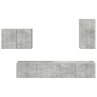 Produktbild för TV väggskåp set Väggmonterad 4 pcs Betonggrå Konstruerat trä