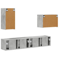 Produktbild för TV väggskåp set Väggmonterad 4 pcs Betonggrå Konstruerat trä