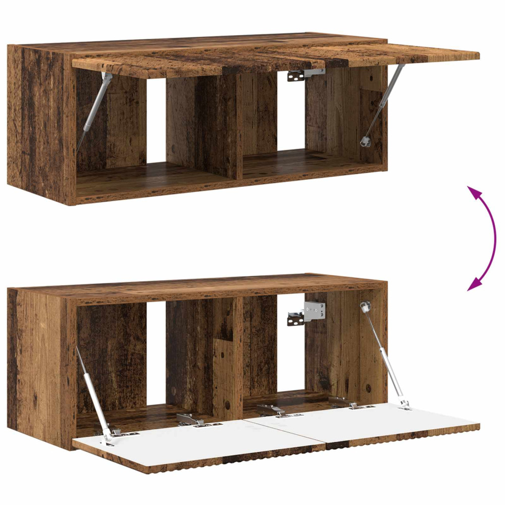 Produktbild för TV väggskåp set Väggmonterad 4 pcs Gammalt trä Konstruerat trä