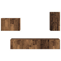 Produktbild för TV väggskåp set Väggmonterad 4 pcs Gammalt trä Konstruerat trä