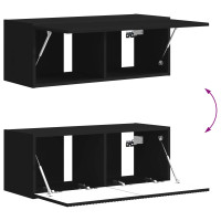 Produktbild för TV väggskåp set Väggmonterad 6 pcs Svart