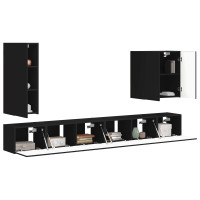 Produktbild för TV väggskåp set Väggmonterad 6 pcs Svart