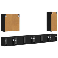 Produktbild för TV väggskåp set Väggmonterad 6 pcs Svart