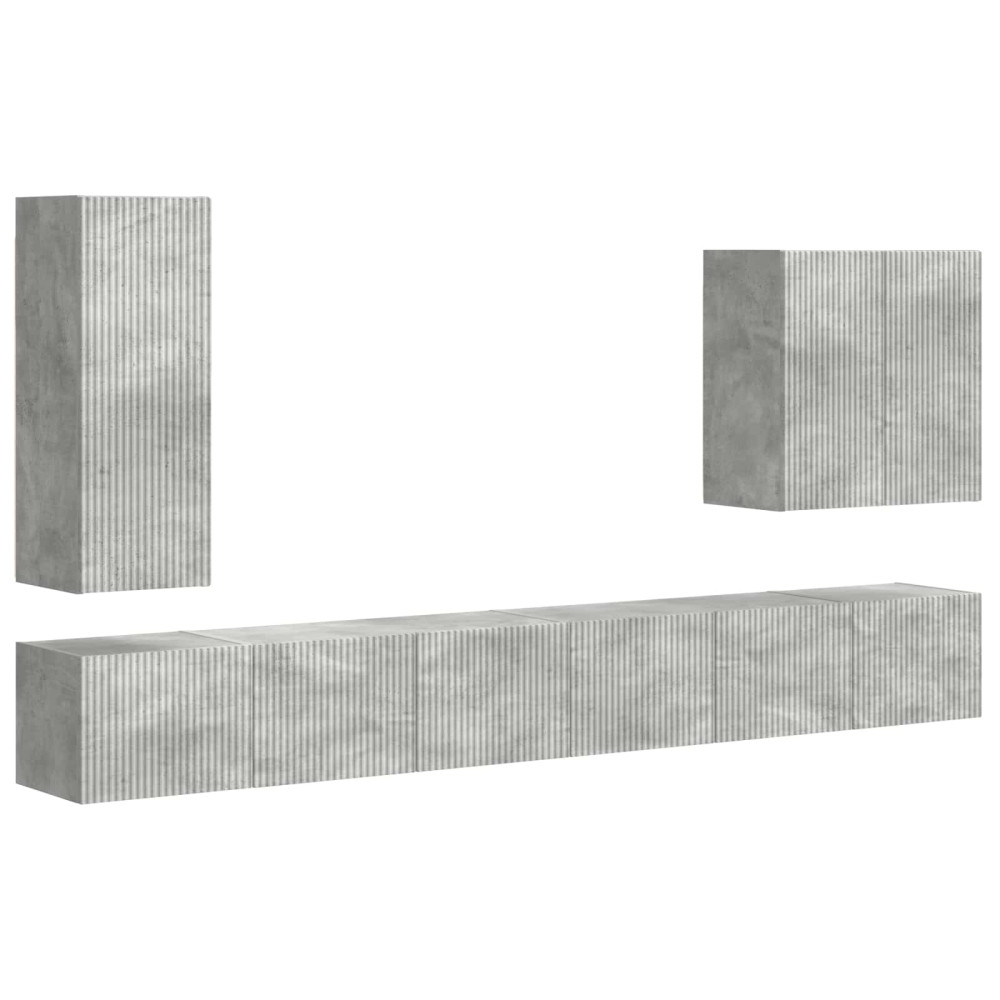 Produktbild för TV väggskåp set Väggmonterad 6 pcs Betonggrå