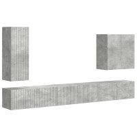 Produktbild för TV väggskåp set Väggmonterad 6 pcs Betonggrå